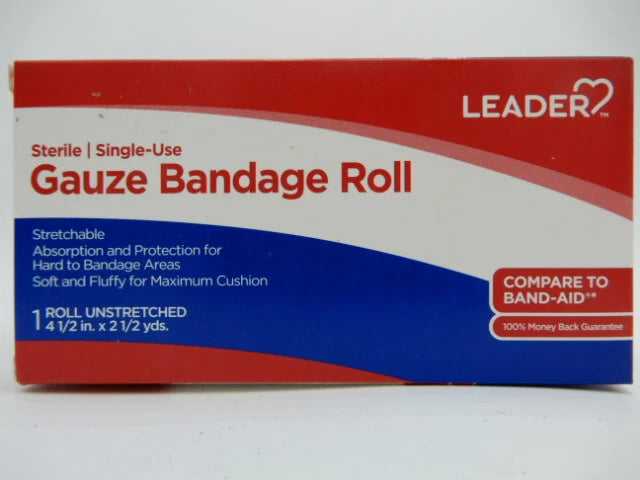 Leader Single-Use Gauze Bandage Roll 4.5"x2.5 yd - 1 Ct
