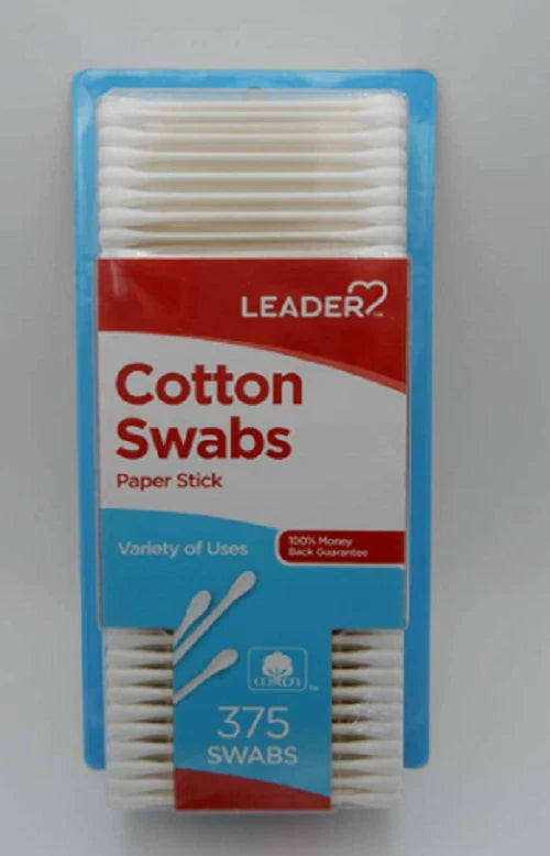 Leader Paper Stick Cotton Swabs - 375 Swabs