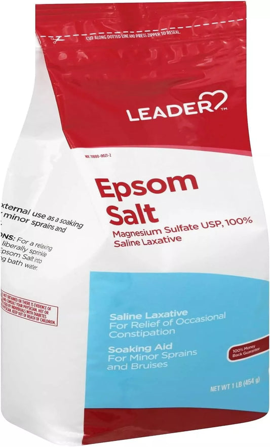 Leader Epsom Salt Saline Laxative 100% Magnesium Sulfate - 16 Oz