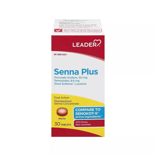 Leader Senna Plus 50 mg Stool Softener/Laxative - 30 Tablets