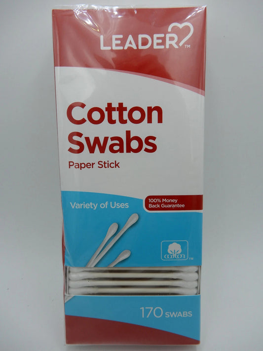 Leader Paper Stick Cotton Swabs - 170 Count