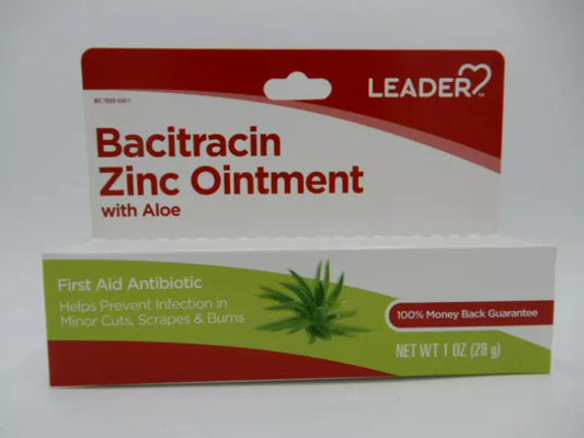 Leader Bacitracin Zinc Ointment with Aloe - 1 Oz
