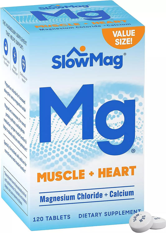Slowmag Muscle+Heart Magnesium Chloride+Calcium, 120 Tablets