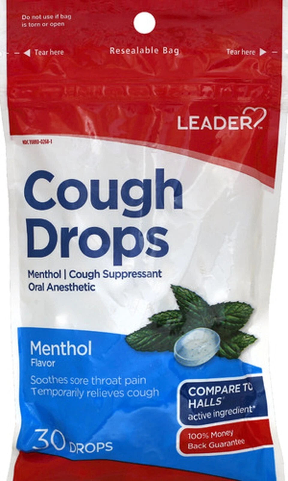 Leader Gluten Free Cough Drops Menthol Flavor - 30 Drops