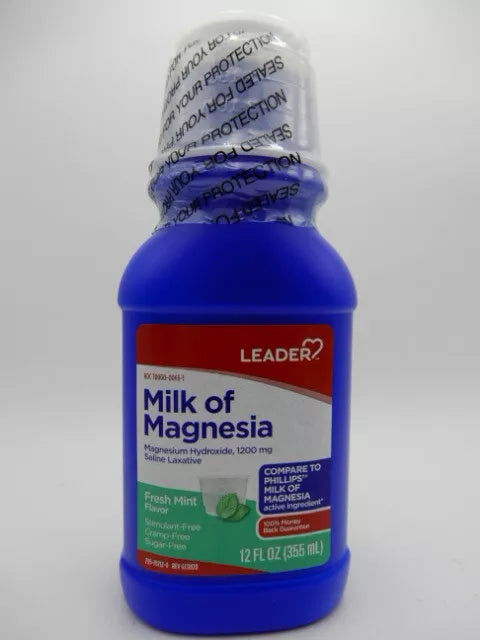 Leader Milk of Magnesia Saline Laxative Fresh Mint - 12 Fl Oz