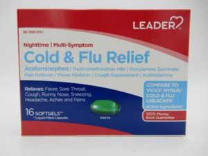 Leader Nighttime Cold & Flu Relief - 16 Softgels