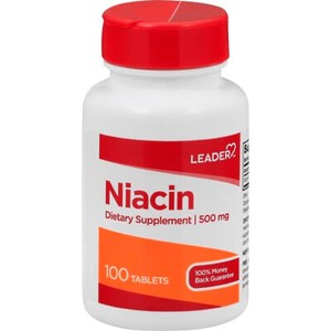 Leader Niacin 500 mg Dietary Supplement - 100 Tablets