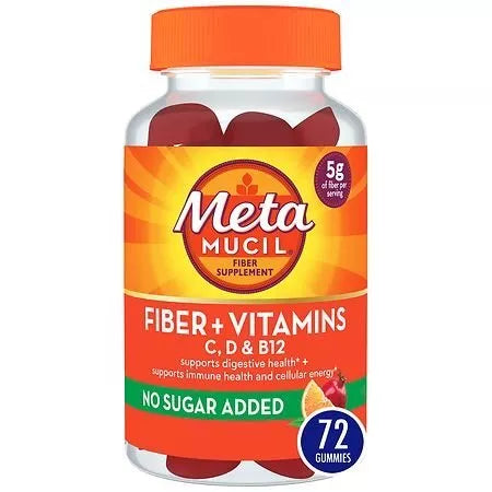 Metamucil Fiber Plus Vitamins C, D & B12 Gummies Citrus Berry - 72ct