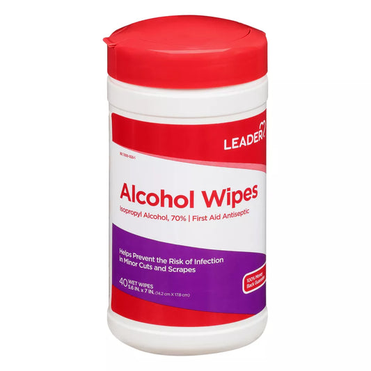 Leader Isoprophyl Alcohol Sanitizer Wipes First Aid Antiseptic Infection - 40 Count