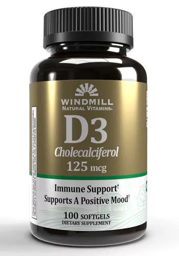 Windmill D3 Cholecalciferol 125 mcg Immune Support 100 Softgels