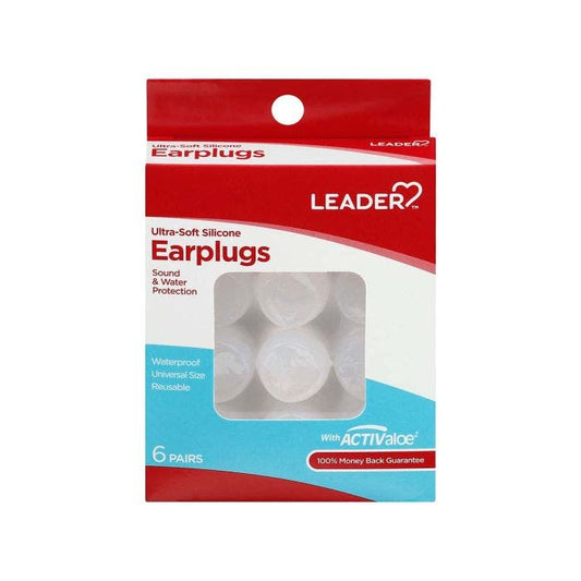 Leader Ultra Soft Silicone Earplugs - 6 Pairs