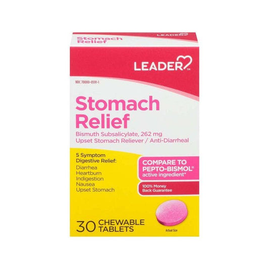 Leader Stomach Relief like pepto bismol - 30 chewable