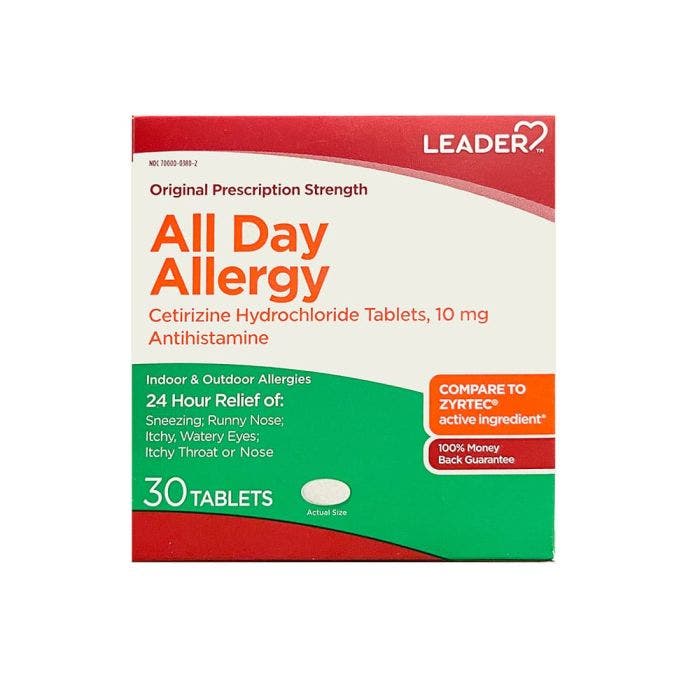 Leader All Day Allergy Relief Tablets - 30 Ct