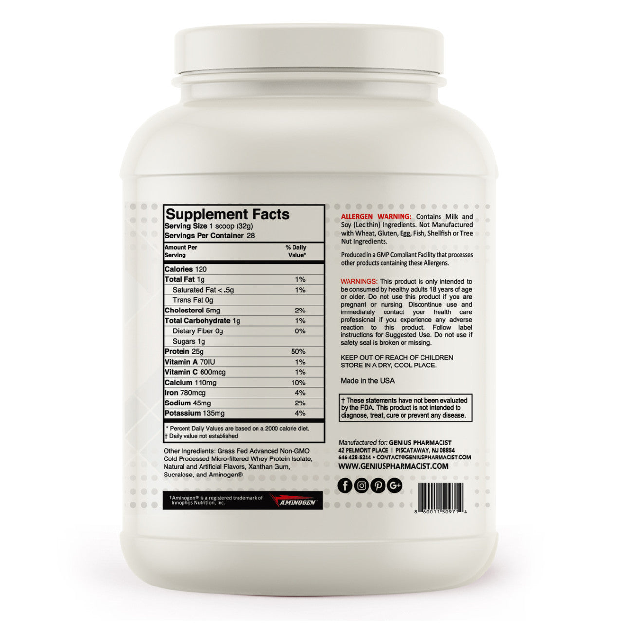 Whey Isolate Vennila (28 servings)